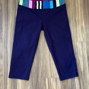 Ivivva Lululemon Girls Sz 14 Capri Leggings Pants Purple Blue EUC